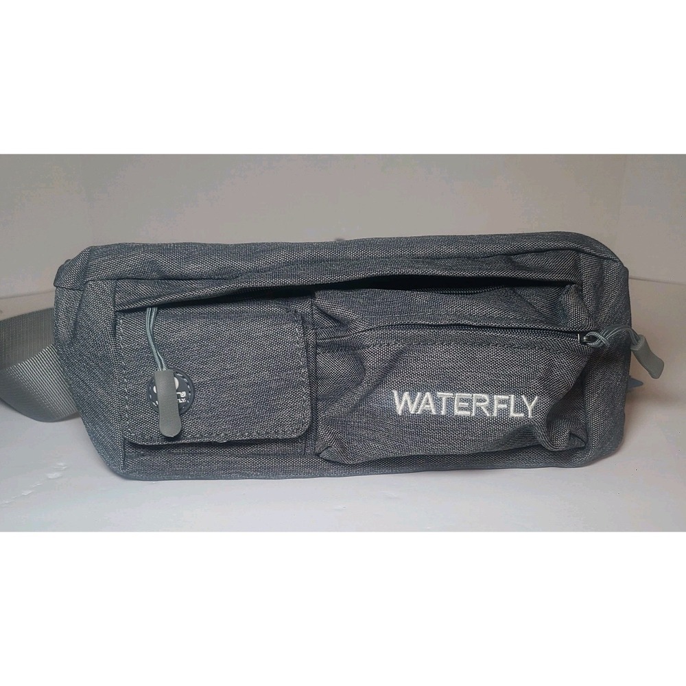 WATERFLY 4 Pocket Fanny Pack Water Resistant Gray Waist Crossbody Anti-theft